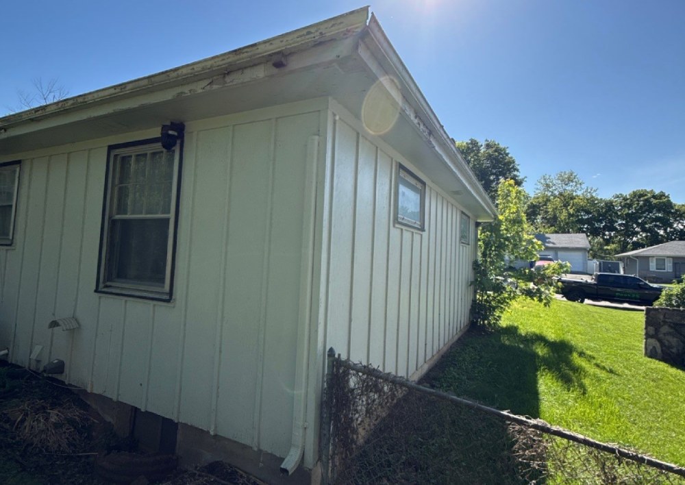 The roof was not the only problem. The fascia had rotted and the gutter had gone with it