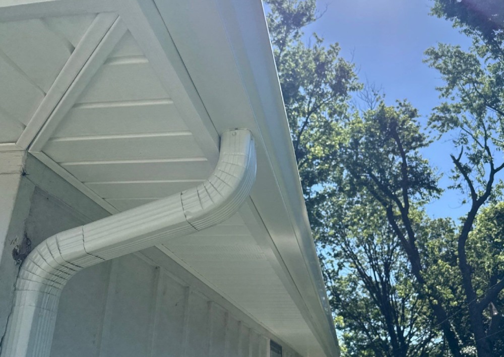 New gutter and downspout, replacing what came off with the fascia